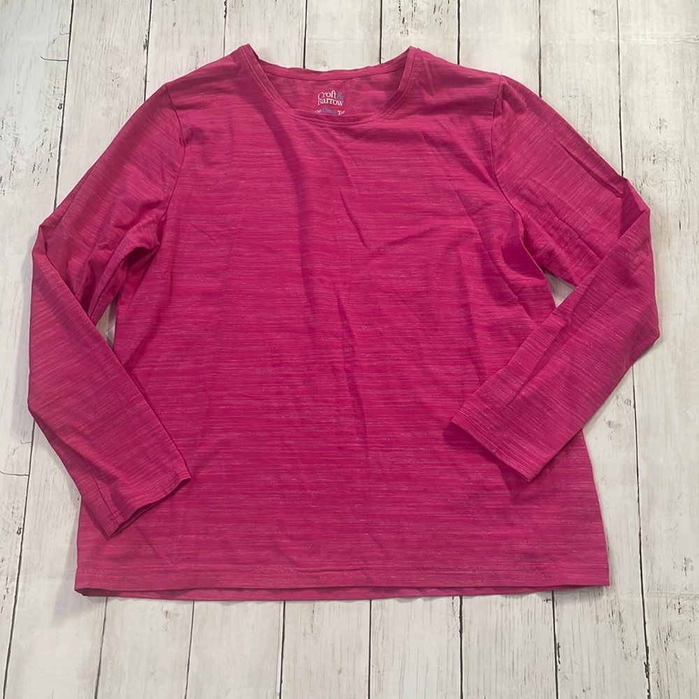 Women’s Croft & Barrow Pink Long Sleeve Tee- Size Petite Large